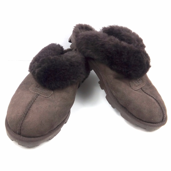 UGG Shoes - UGG Australia Suede Coquette Dark Brown Slippers 8